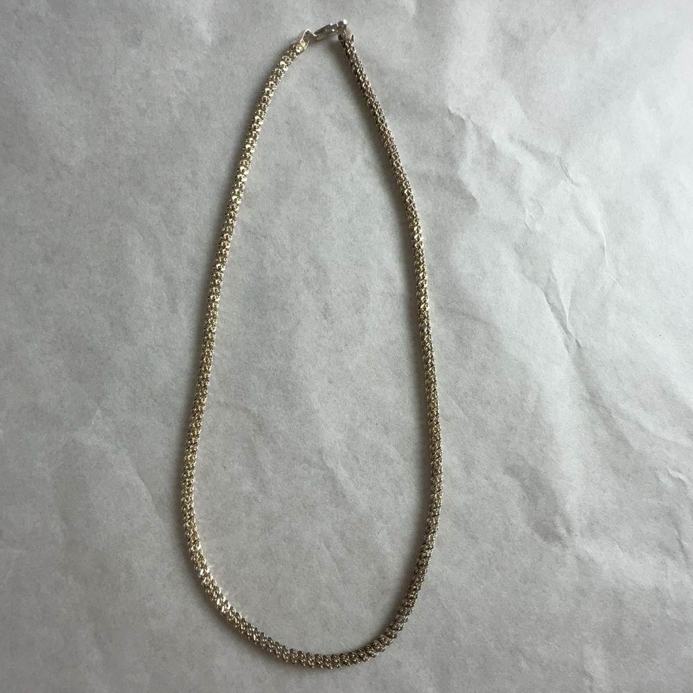 Sterling Silver 925 Curb Chain Necklace 18in Lobster Clasp Made In Italy